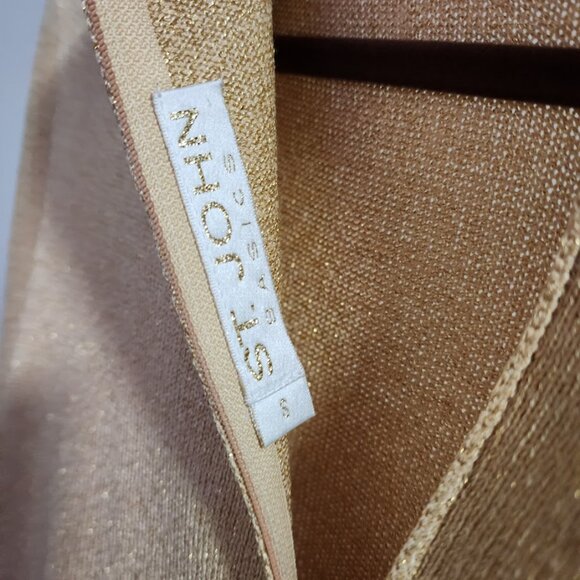 ST JOHN VINTAGE zip up golden sweater top short sleeve NEW WITH TAGS size S - Picture 3 of 9